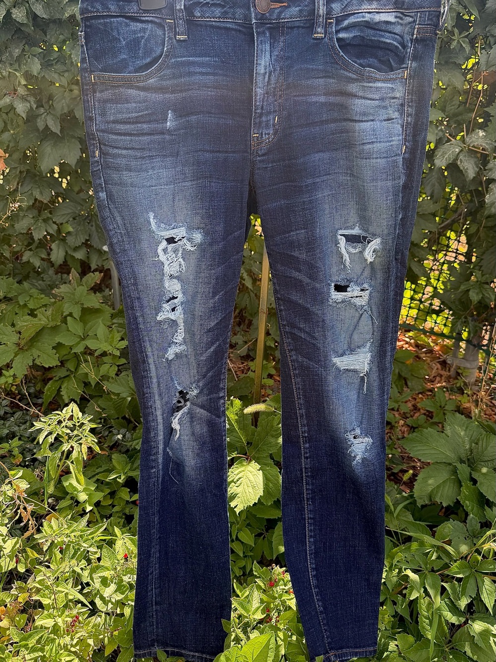 American Eagle Outfitters Distressed Dark Indigo Jeggings
